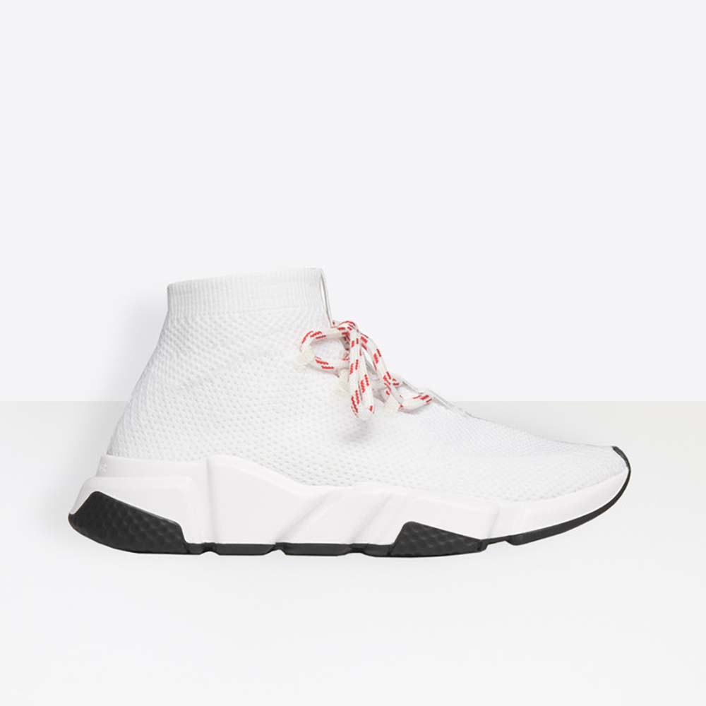 Side view of Balenciaga Women Shoes Speed Trainers 10mm Heel-White showcasing silhouette