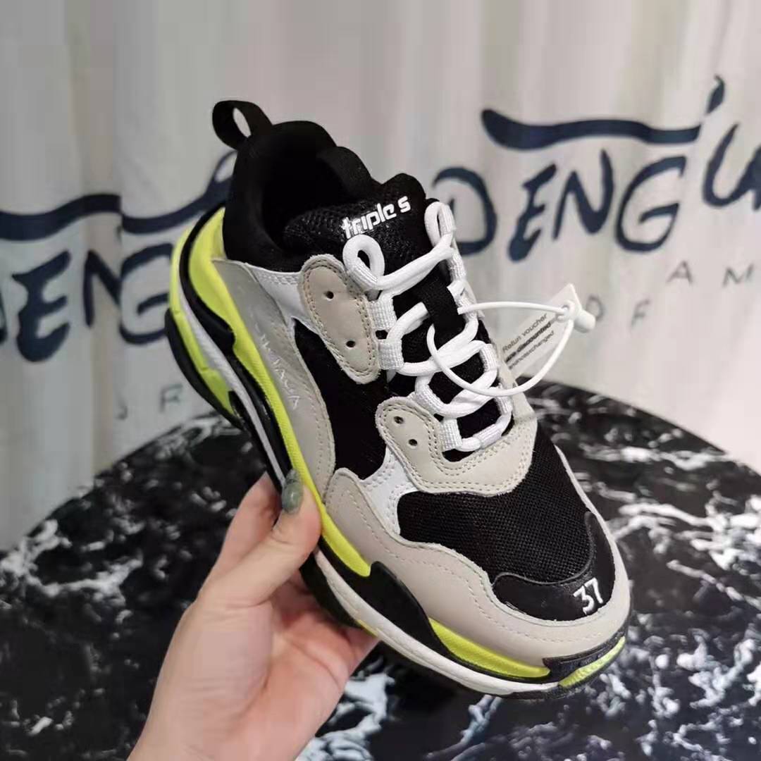 Balenciaga Women Shoes Triple S Grey Neon Yellow White Leather - image 5