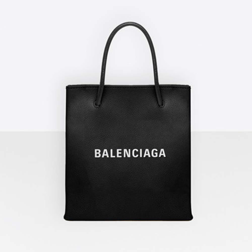 Front view of Balenciaga Women Shooping Tote XXS Small Natural Grain Calfskin-Black