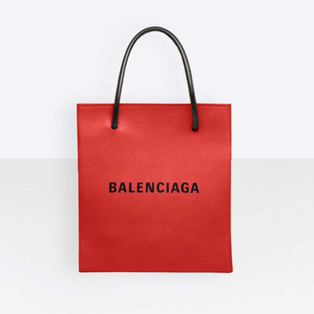 Front view of Balenciaga Women Shooping Tote XXS Small in red calfskin
