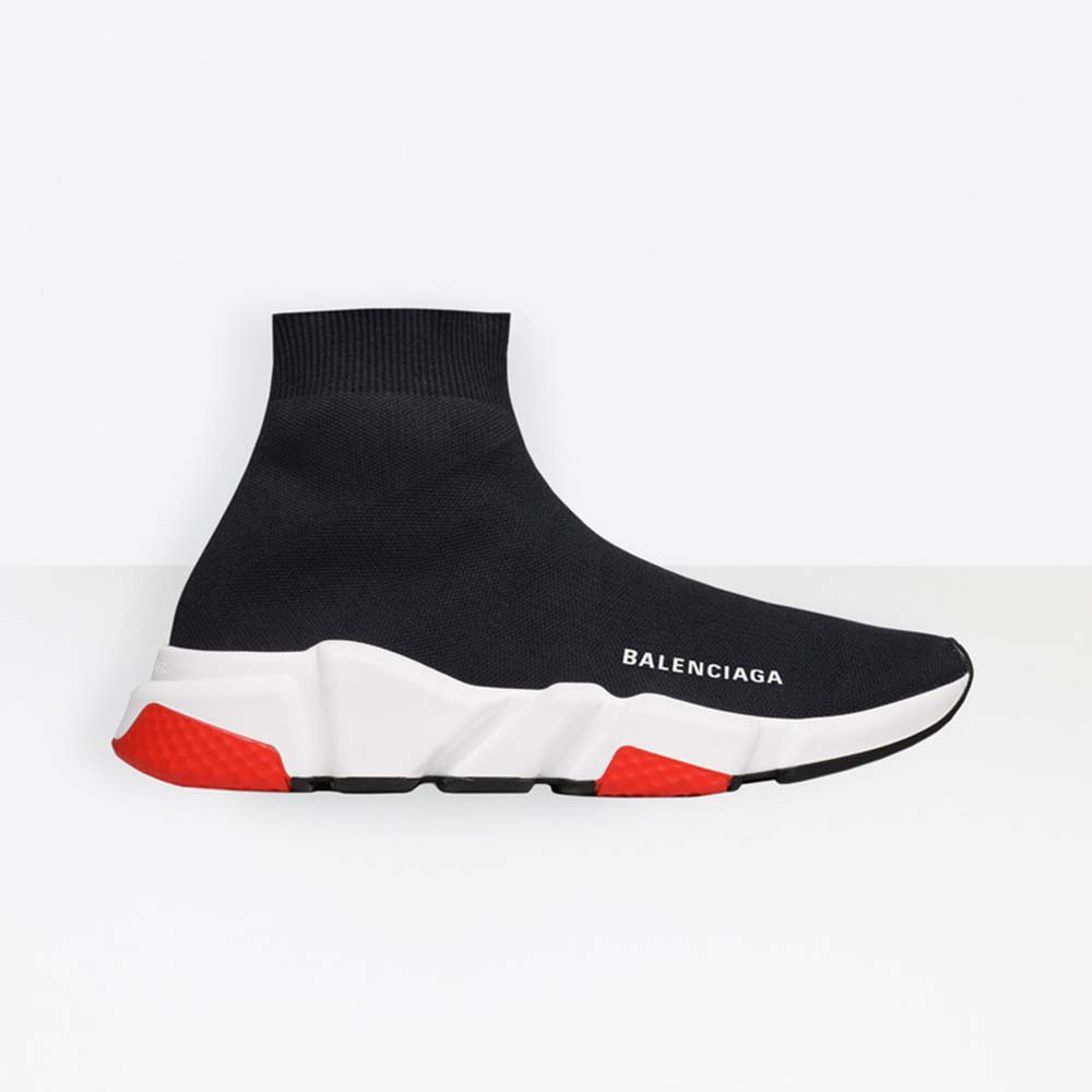 Balenciaga Women Speed Trainers in Knit and Balenciaga Logo-Black