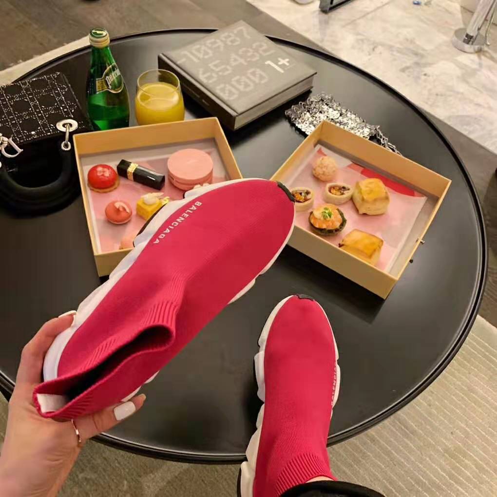 Balenciaga Women Speed Trainers in Knit and Balenciaga Logo-Rose - image 7