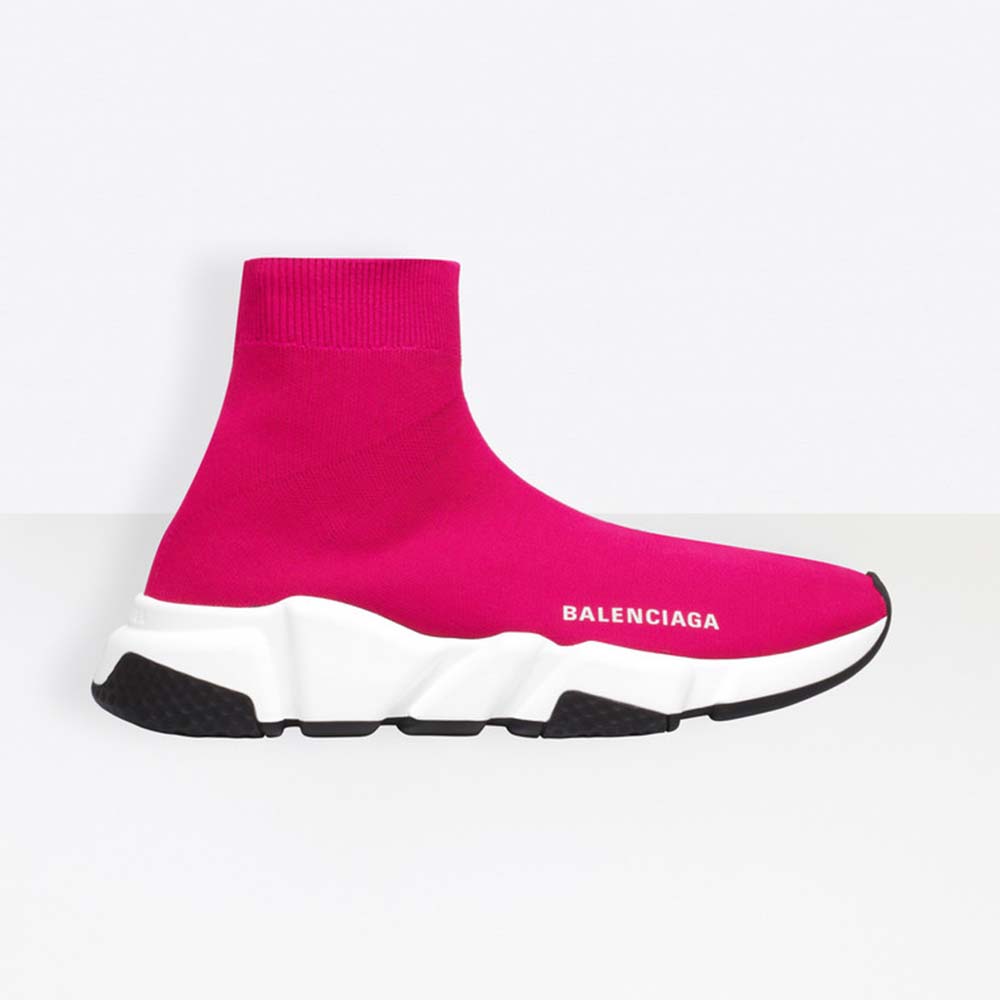 Balenciaga Women Speed Trainers in Knit and Balenciaga Logo-Rose