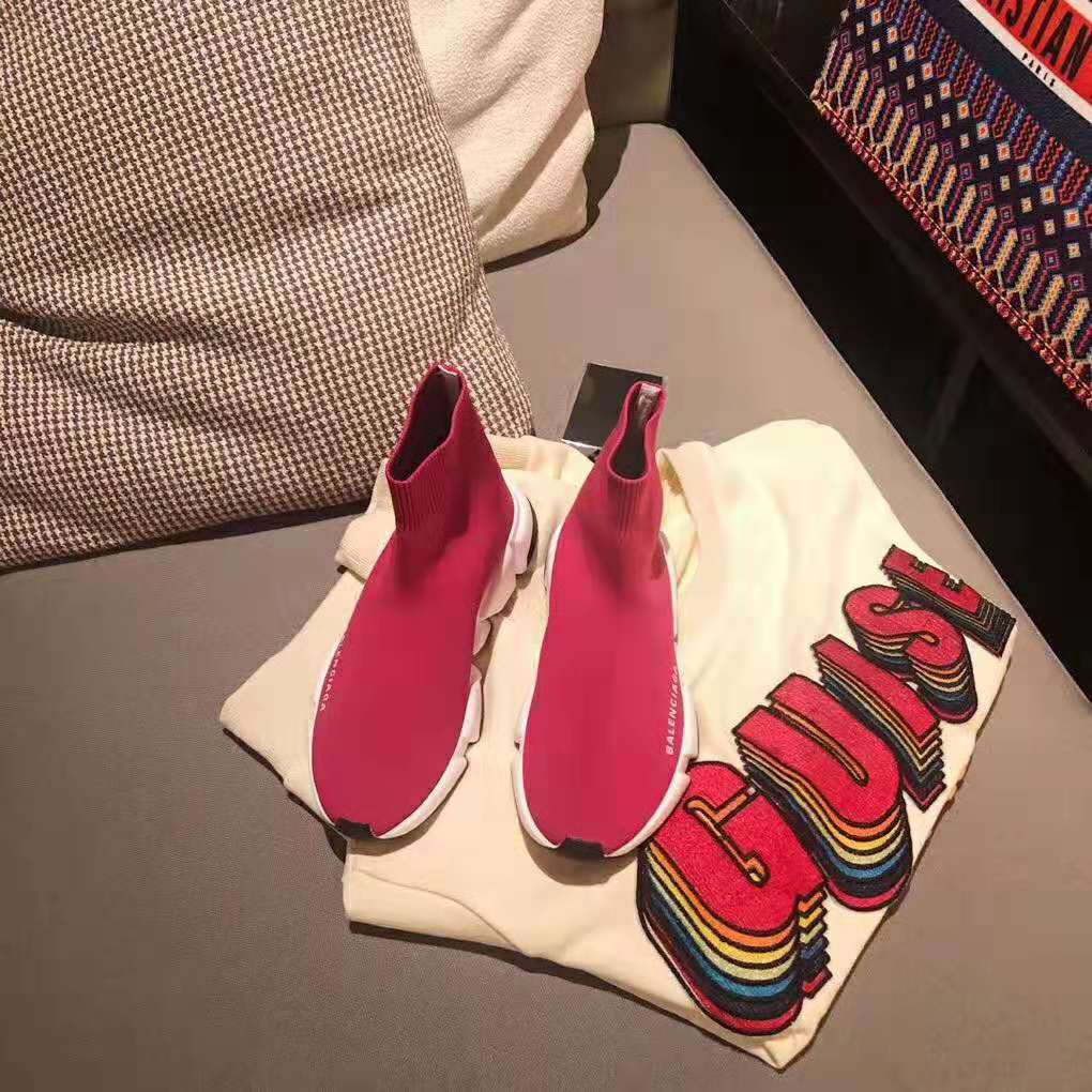 Balenciaga Women Speed Trainers in Knit and Balenciaga Logo-Rose - image 5