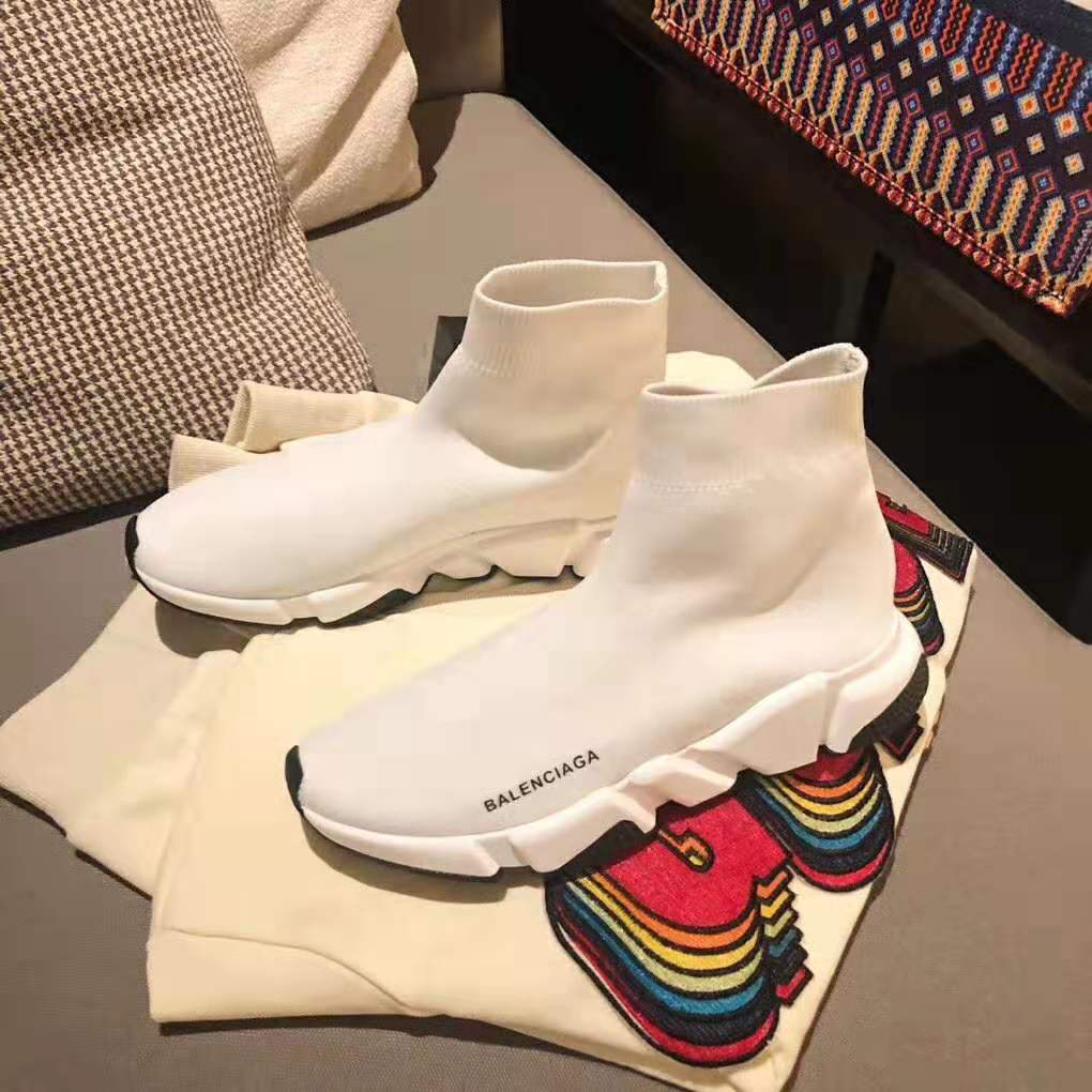 Balenciaga Women Speed Trainers in Knit and Balenciaga Logo-White - image 4