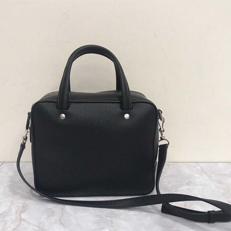 Close-up of silver hardware on Balenciaga Triangle Square XS Hand and Shoulder Bag