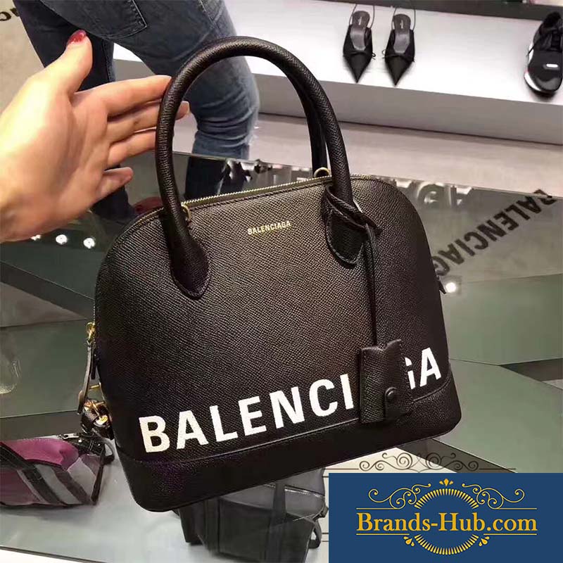 Close-up of silver hardware and logo detail on Balenciaga Ville Top Handle S Bag