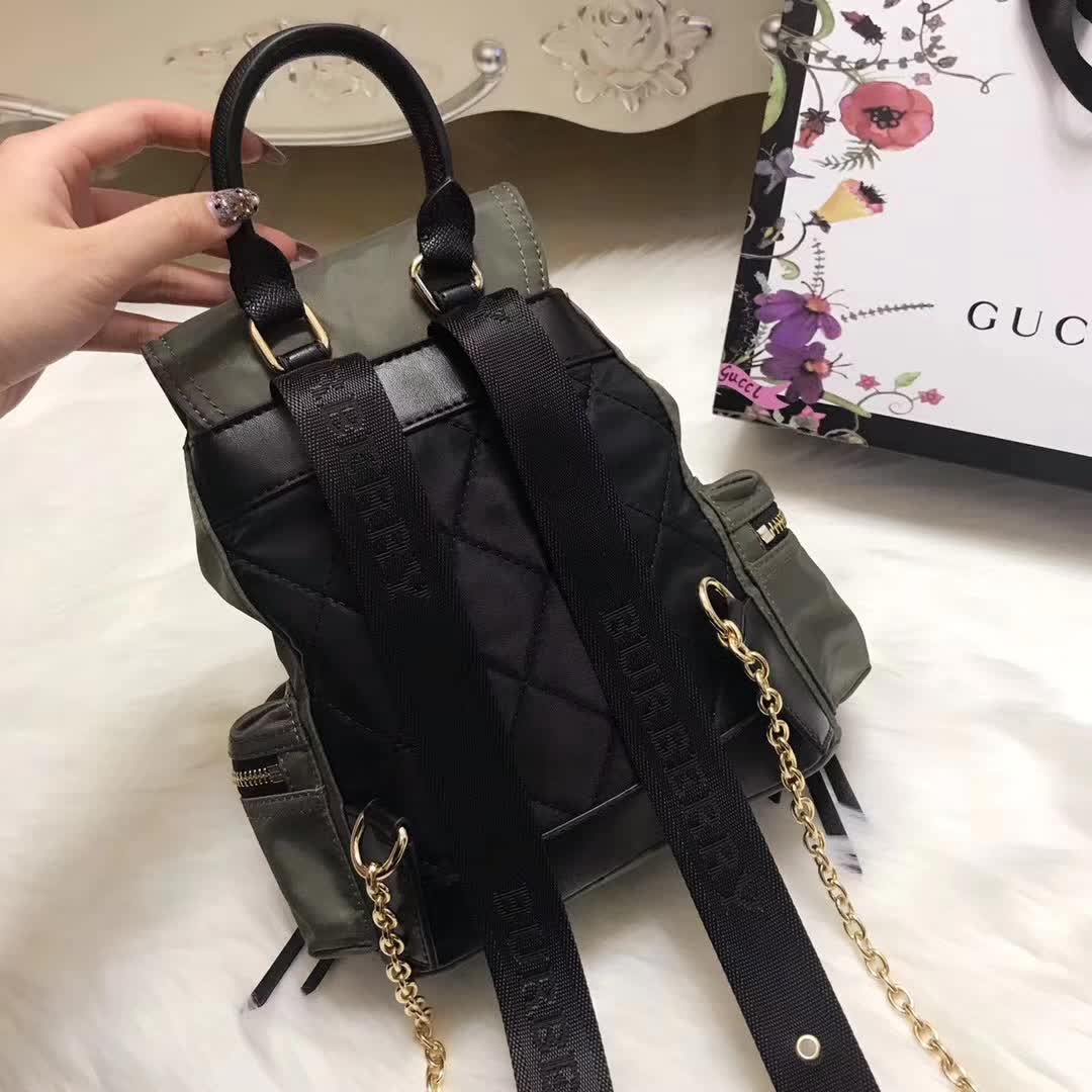 Burberry Medium Rucksack in Technical Nylon and Leather-Dark Green - image 5