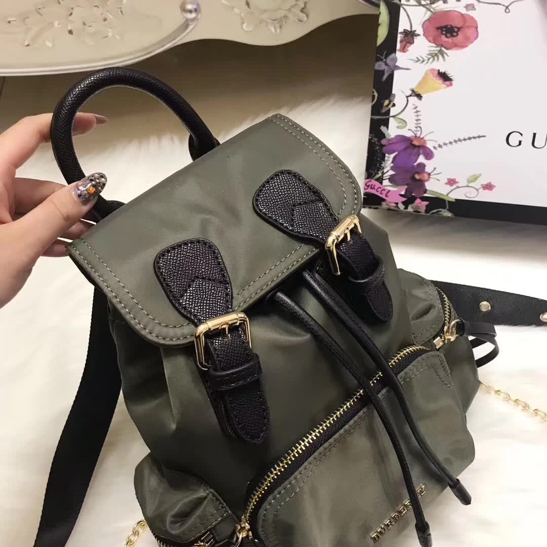 Burberry Medium Rucksack in Technical Nylon and Leather-Dark Green - image 4