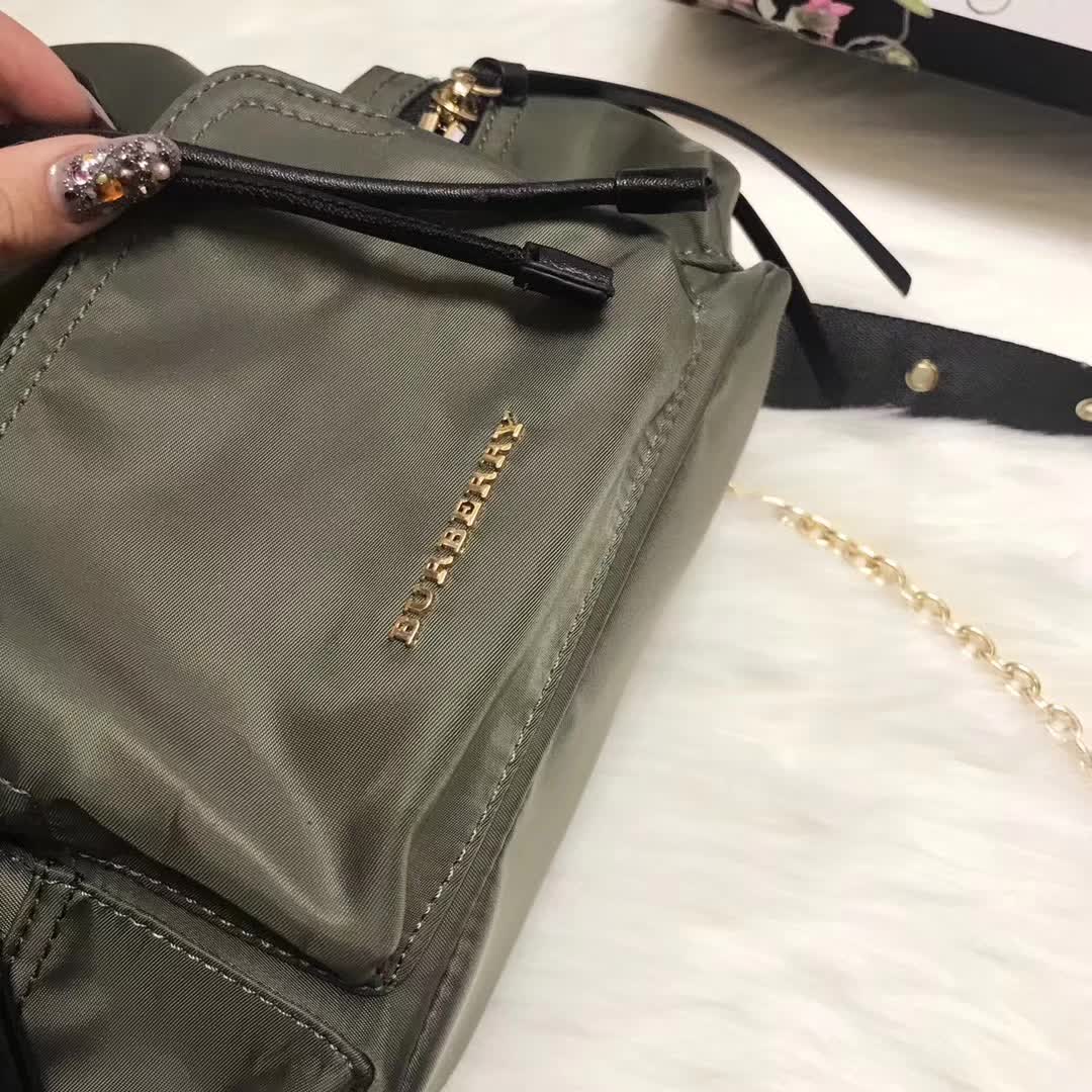 Burberry Medium Rucksack in Technical Nylon and Leather-Dark Green - image 9