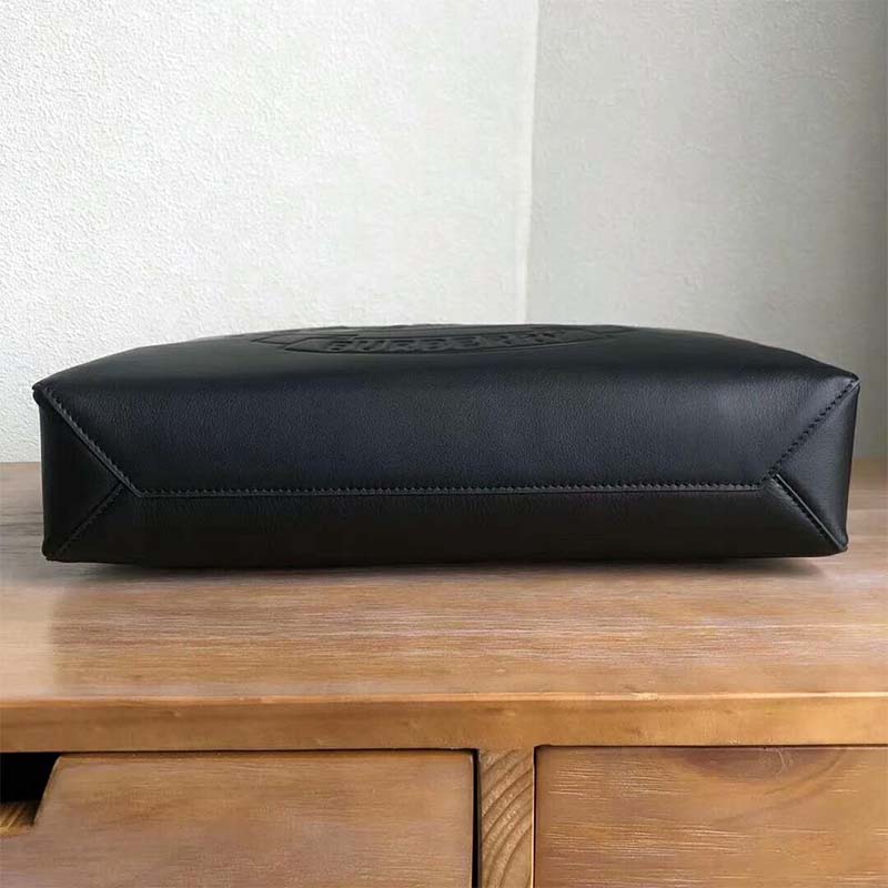Burberry Men Embossed Crest Leather Briefcase-Black - image 4