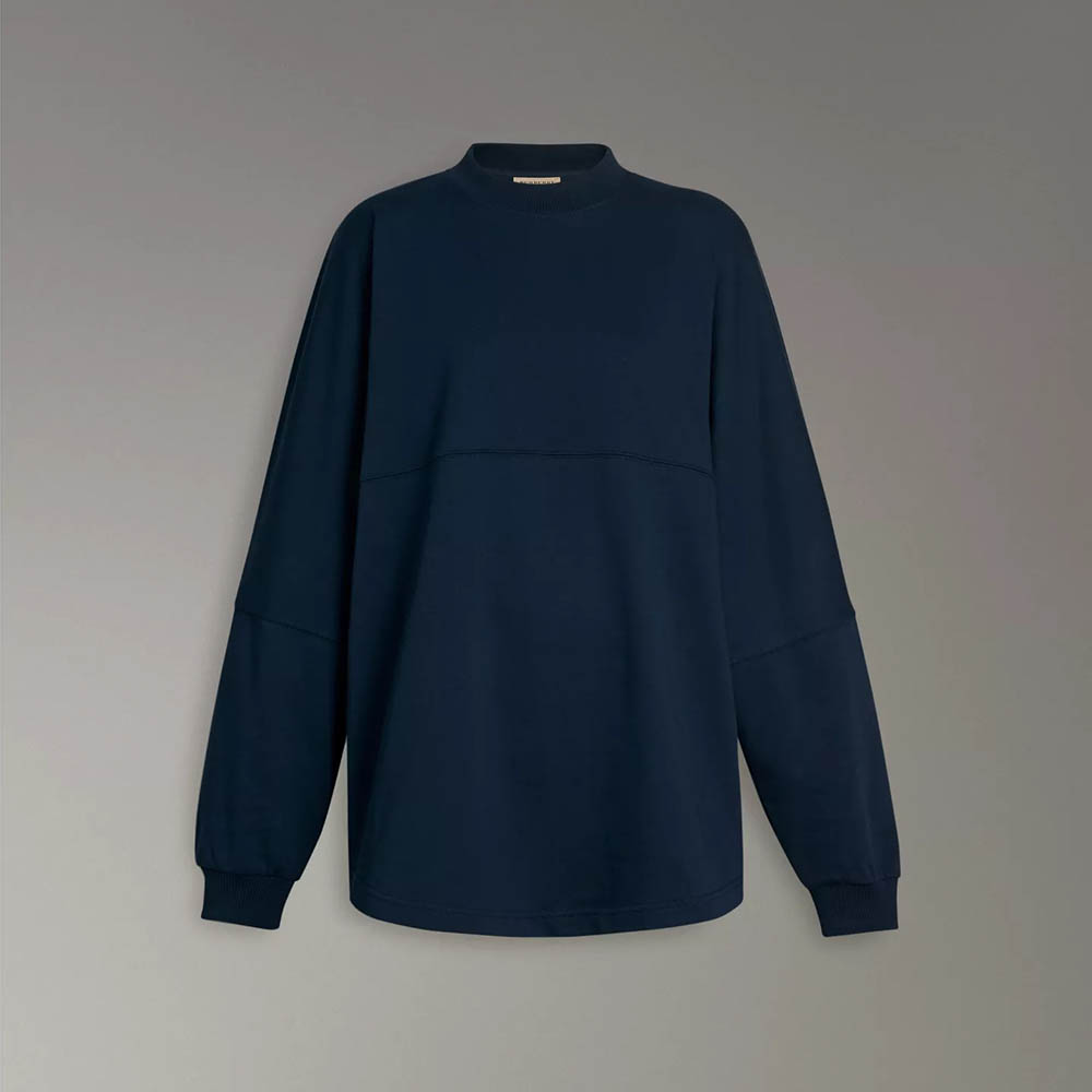 Burberry Men Logo Print Cotton Oversized Top-Navy