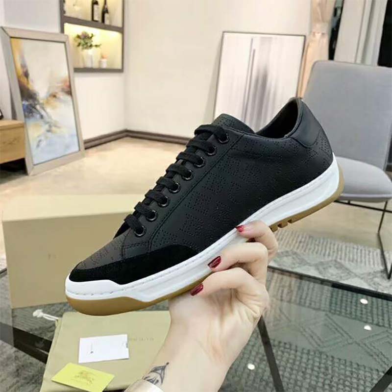 Burberry Men Shoes Logo Print Leather Sneakers-Black - image 5