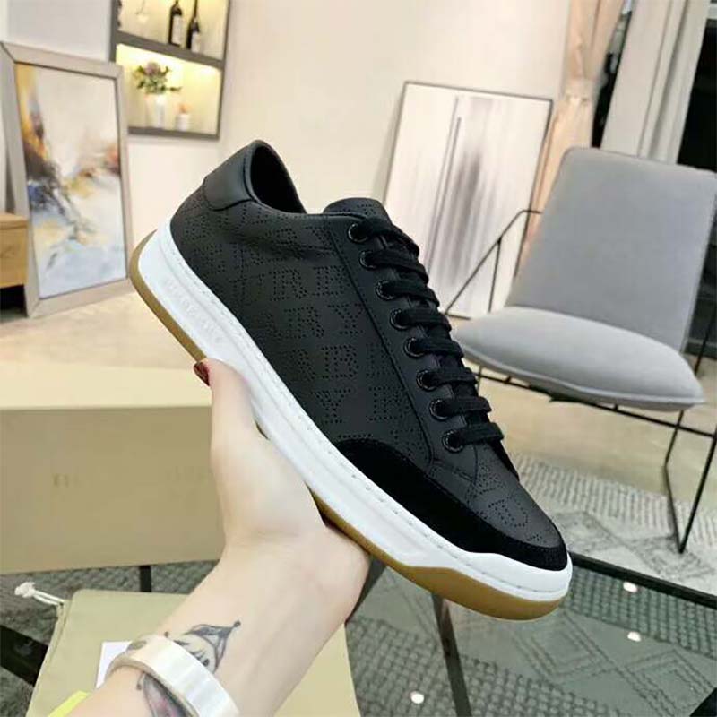 Burberry Men Shoes Logo Print Leather Sneakers-Black - image 6