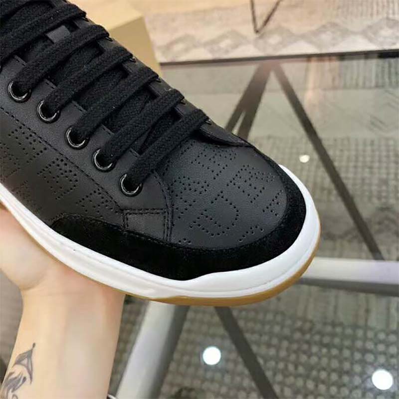 Burberry Men Shoes Logo Print Leather Sneakers-Black - image 7