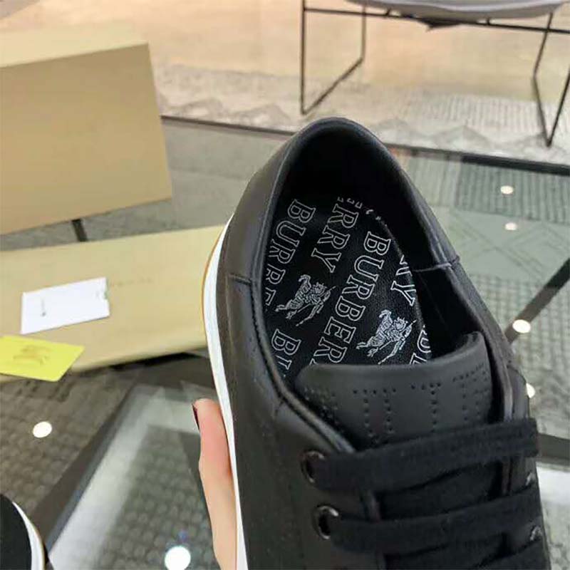 Burberry Men Shoes Logo Print Leather Sneakers-Black - image 8
