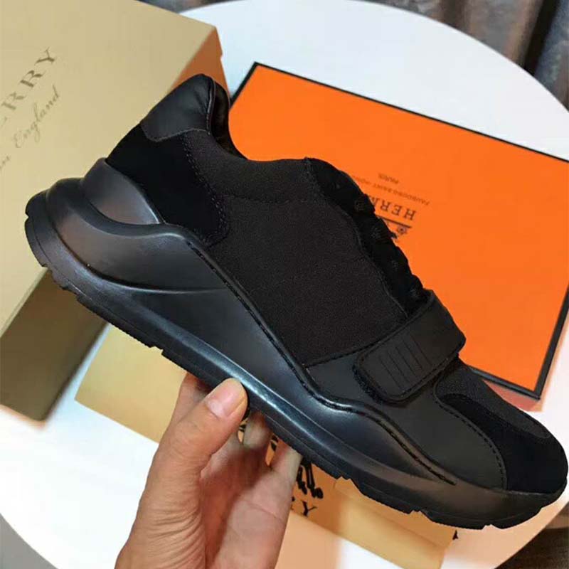 Burberry Men Suede Neoprene and Leather Sneakers-Black - image 5