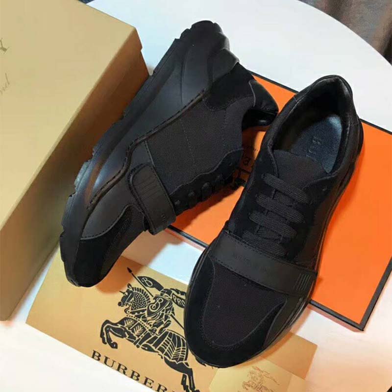 Burberry Men Suede Neoprene and Leather Sneakers-Black - image 4