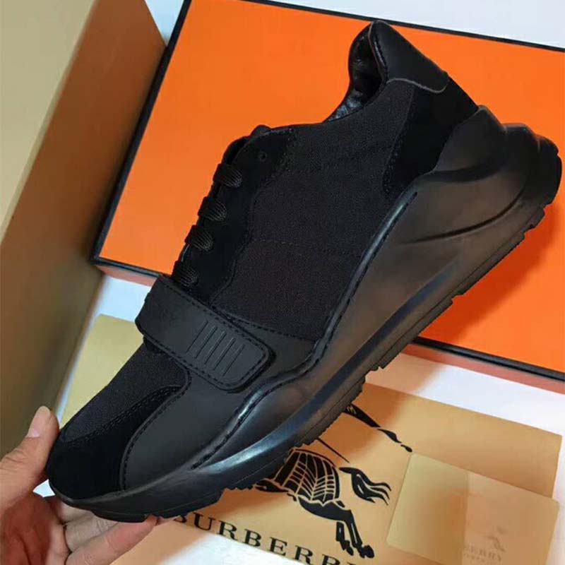 Burberry Men Suede Neoprene and Leather Sneakers-Black - image 6