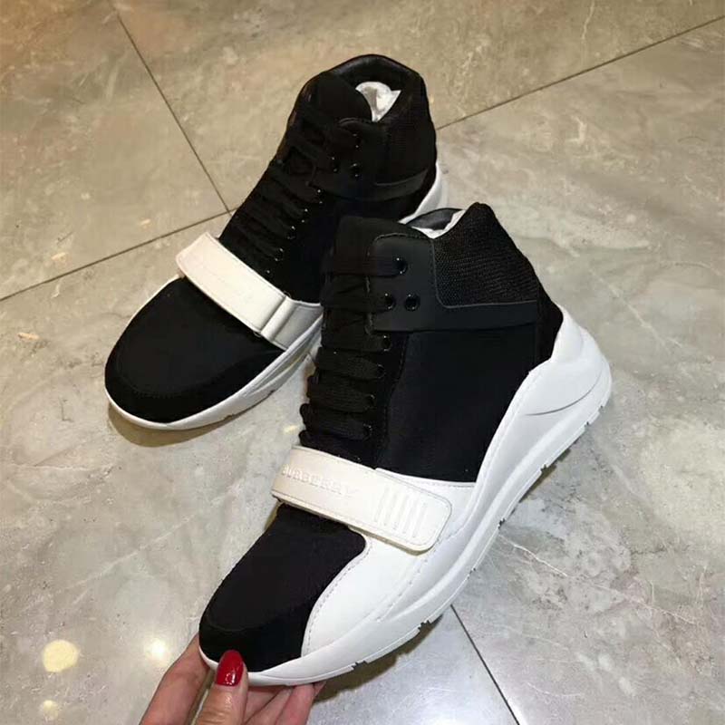 Burberry Unisex Shoes Suede and Neoprene High-Top Sneakers-Black - image 5