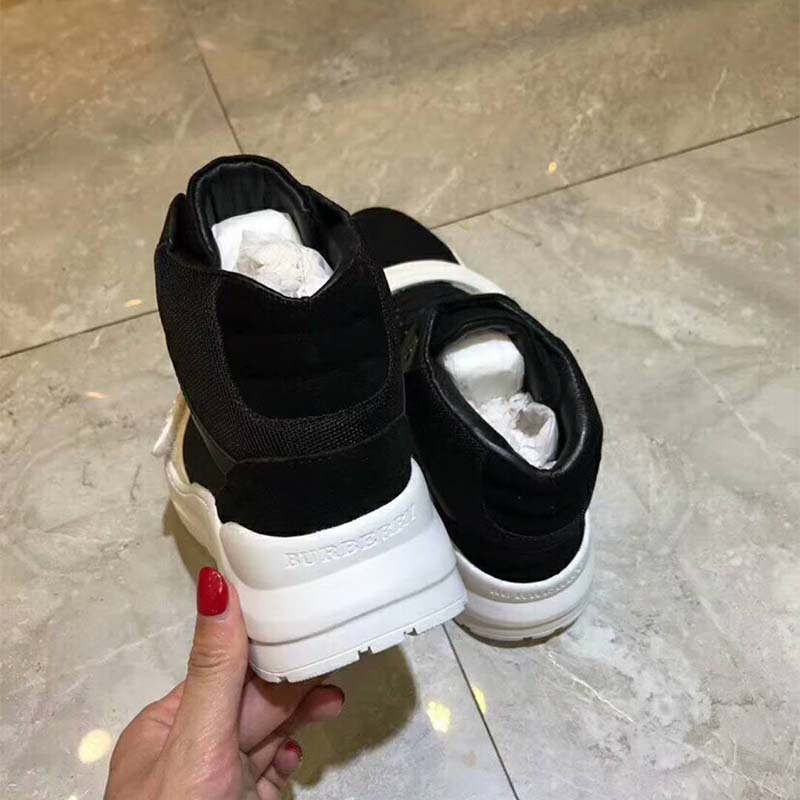 Burberry Unisex Shoes Suede and Neoprene High-Top Sneakers-Black - image 8