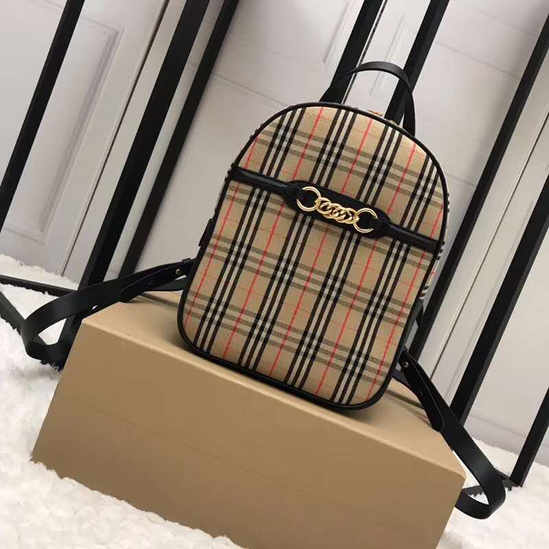 Close-up of Burberry branded hardware on The 1983 Check Link Backpack