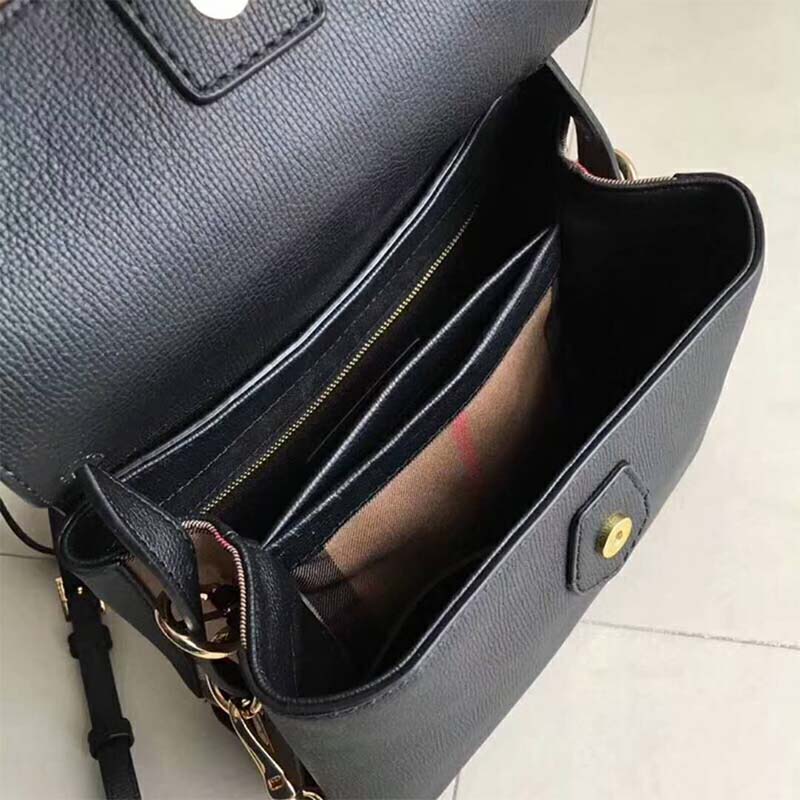 Burberry Women Medium Grainy Leather House Check Tote Bag-Black - image 6