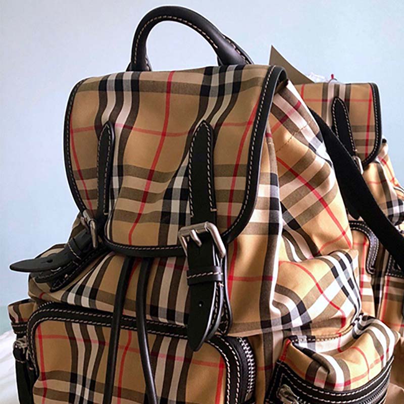 Burberry Women Medium Rucksack in Vintage Check Cotton Canvas-Sandy - image 5