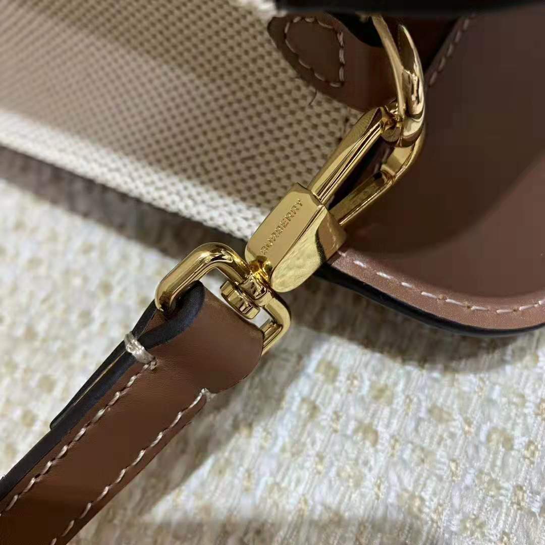 Burberry Women Mini Two-Tone Canvas and Leather Pocket-Beige - image 9