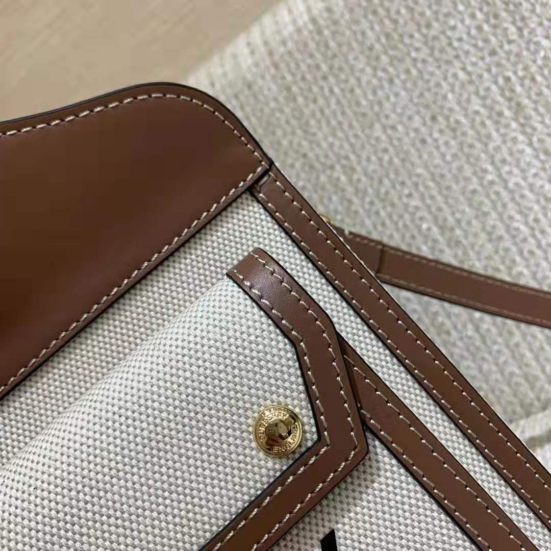 Burberry Women Mini Two-Tone Canvas and Leather Pocket-Beige - image 10