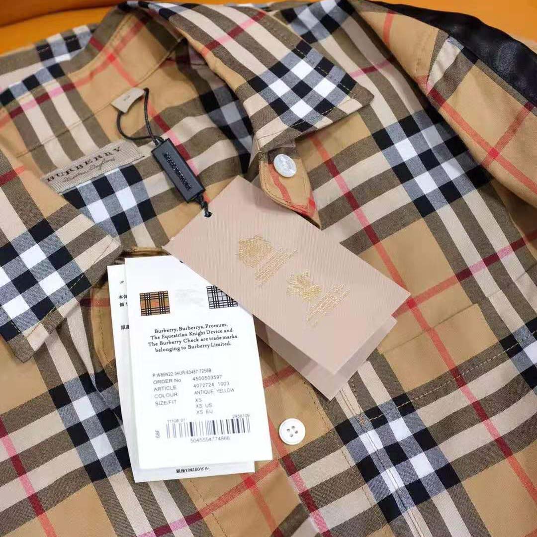 Burberry Women Satin Stripe Vintage Check Shirt-Brown - image 7
