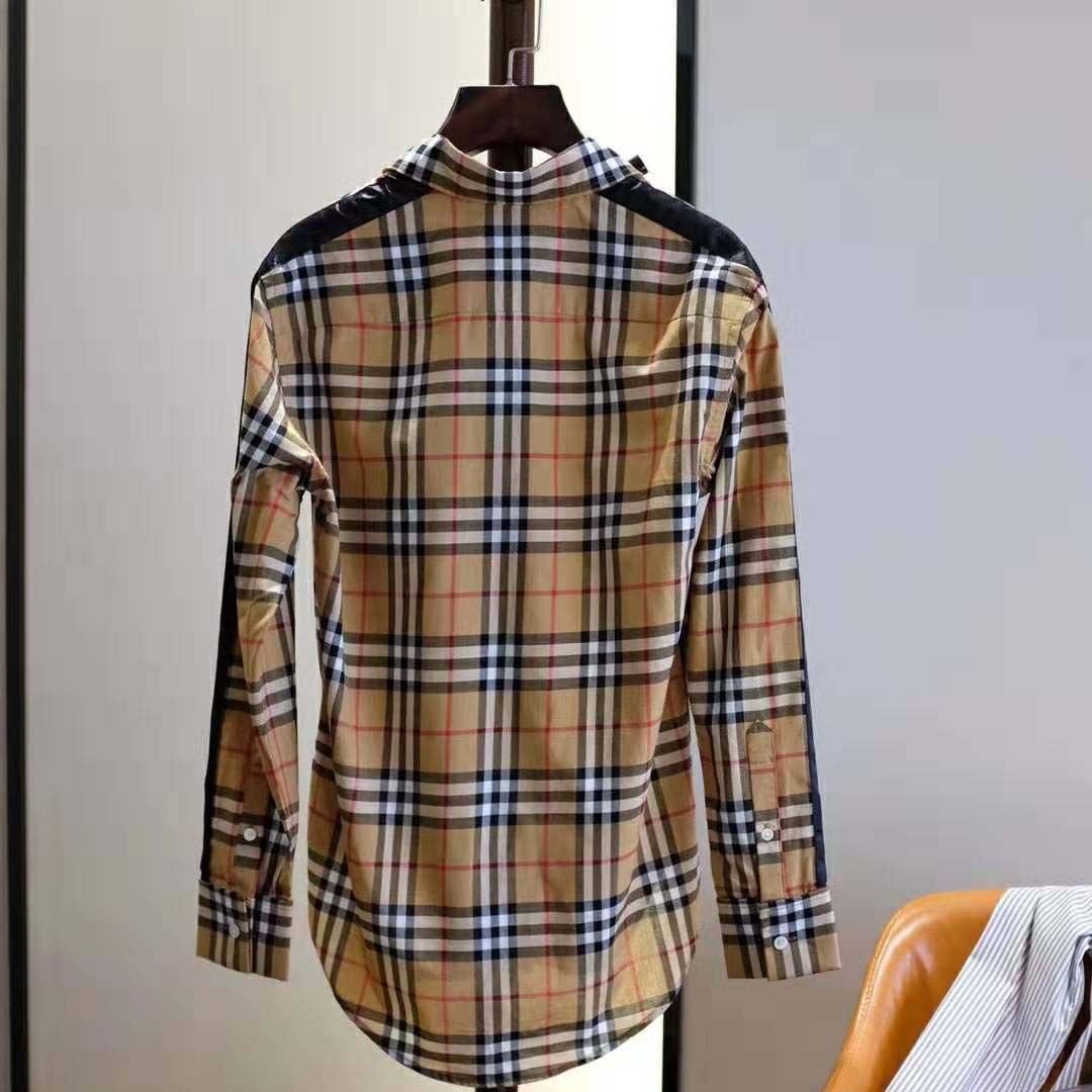 Burberry Women Satin Stripe Vintage Check Shirt-Brown - image 4
