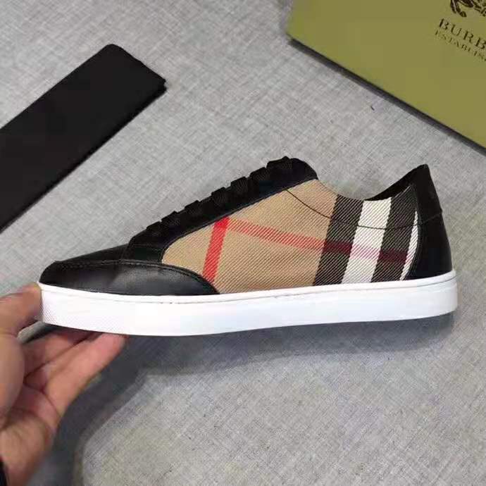 Burberry Women Shoes Check Detail Leather Sneakers-Black - image 5