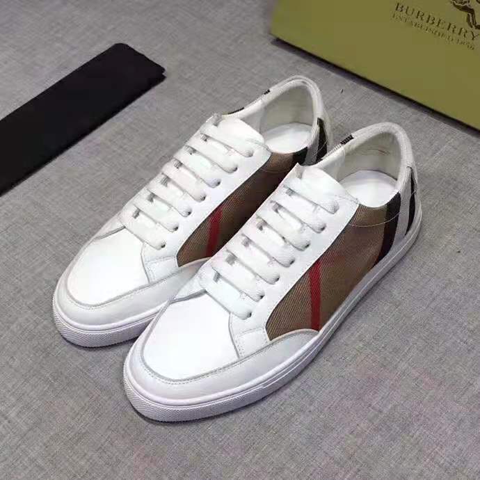 Burberry Women Shoes Check Detail Leather Sneakers-White - image 5