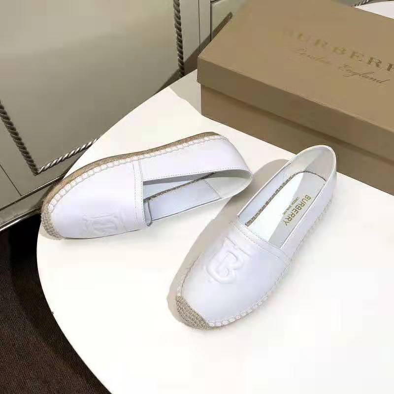 Overhead shot of Burberry Women Shoes Monogram Motif Lambskin Espadrilles-White