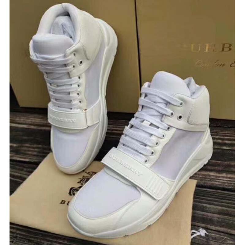 Burberry Women Shoes Suede and Neoprene High-top Sneakers-White - image 4