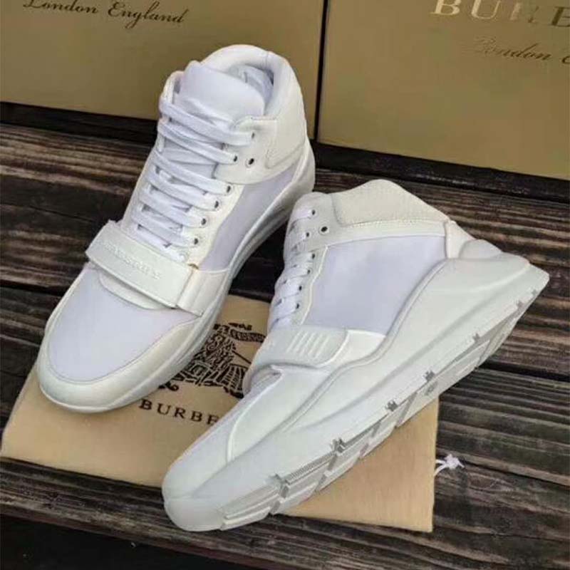 Burberry Women Shoes Suede and Neoprene High-top Sneakers-White - image 5