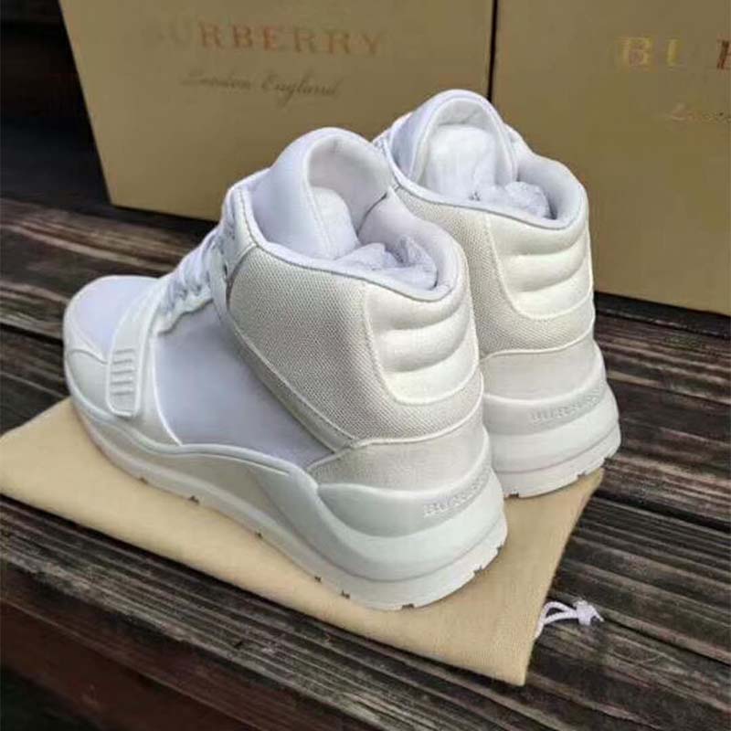 Burberry Women Shoes Suede and Neoprene High-top Sneakers-White - image 6