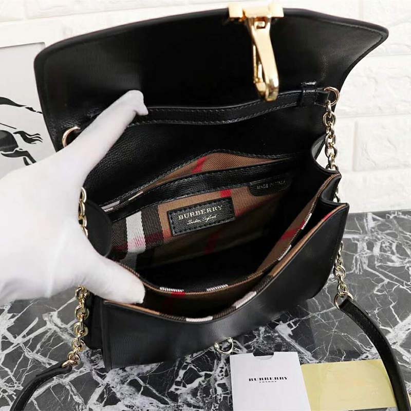 Burberry Women Small Leather Crossbody Bag-Black - image 6