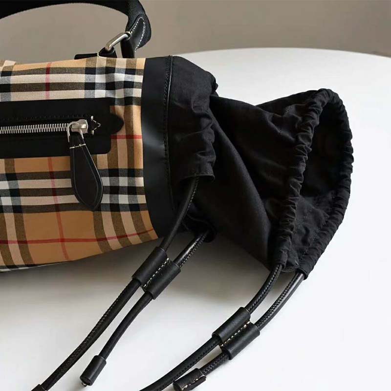 Burberry Women Small Vintage Check Cotton Duffle Bag - image 5