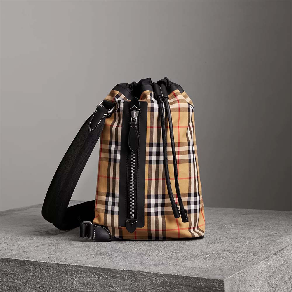 Front view of Burberry Women Small Vintage Check Cotton Duffle Bag