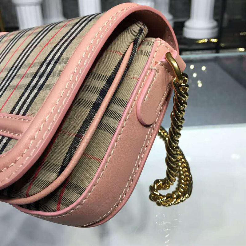 Burberry Women The 1983 Check Link Bag Leather Trim-Pink - image 6