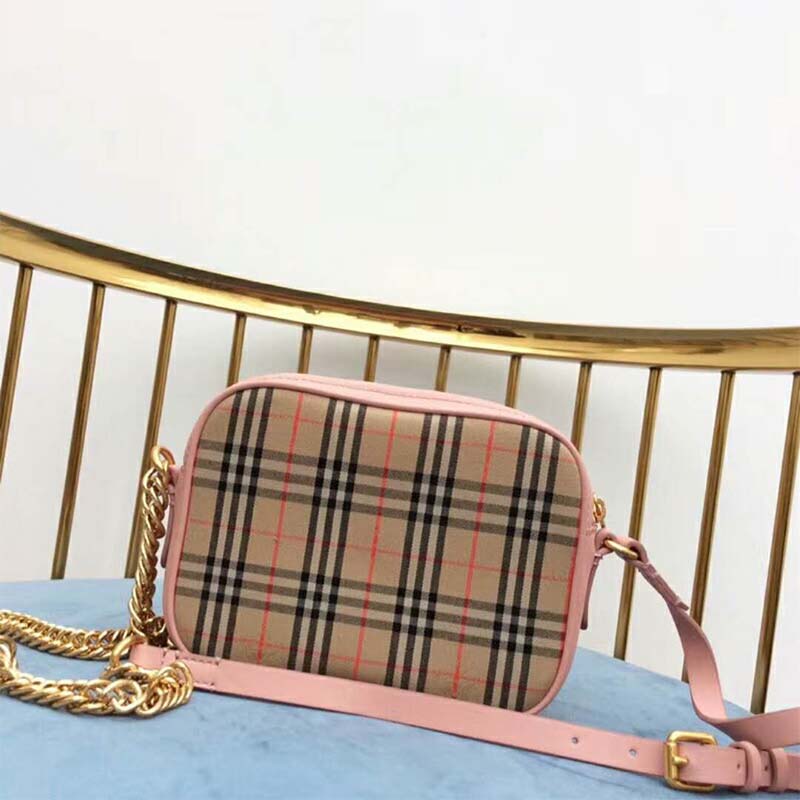 Burberry Women The 1983 Check Link Camera Bag-Pink - image 4