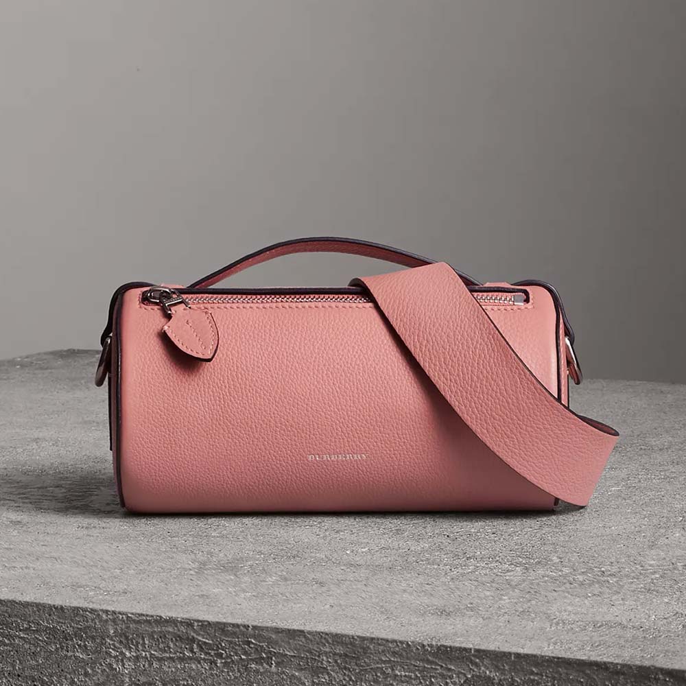 Front view of Burberry Women The Leather Barrel Bag-Pink showing pink leather