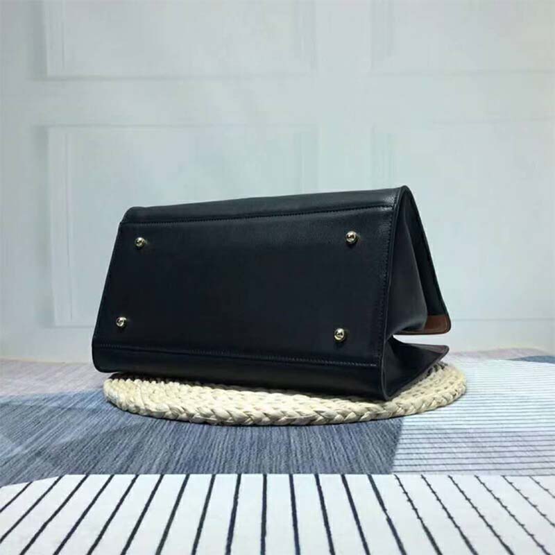 Burberry Women The Leather Crest Grommet Detail Tote-Black - image 5