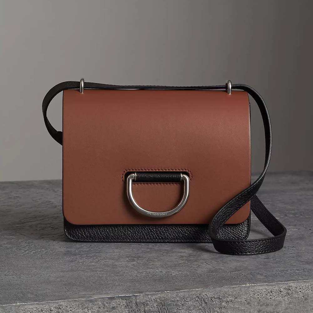 Front view of Burberry Women The Small Leather D-Ring Bag-Brown
