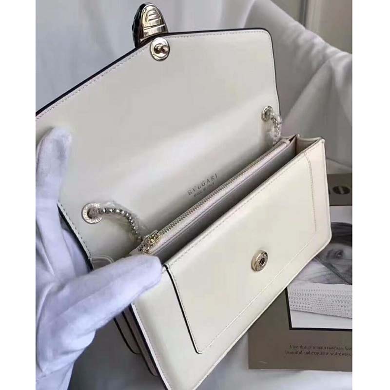 Bvlgari Serpenti Forever Medium Flap Cover Chain Bag Calfskin-White - image 6
