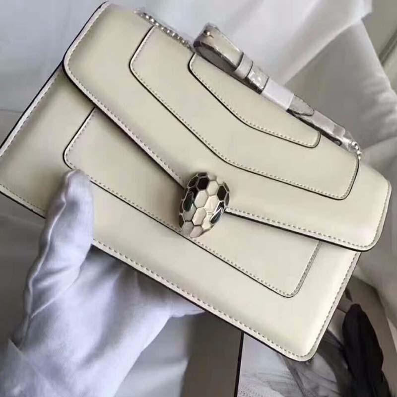 Bvlgari Serpenti Forever Medium Flap Cover Chain Bag Calfskin-White - image 5