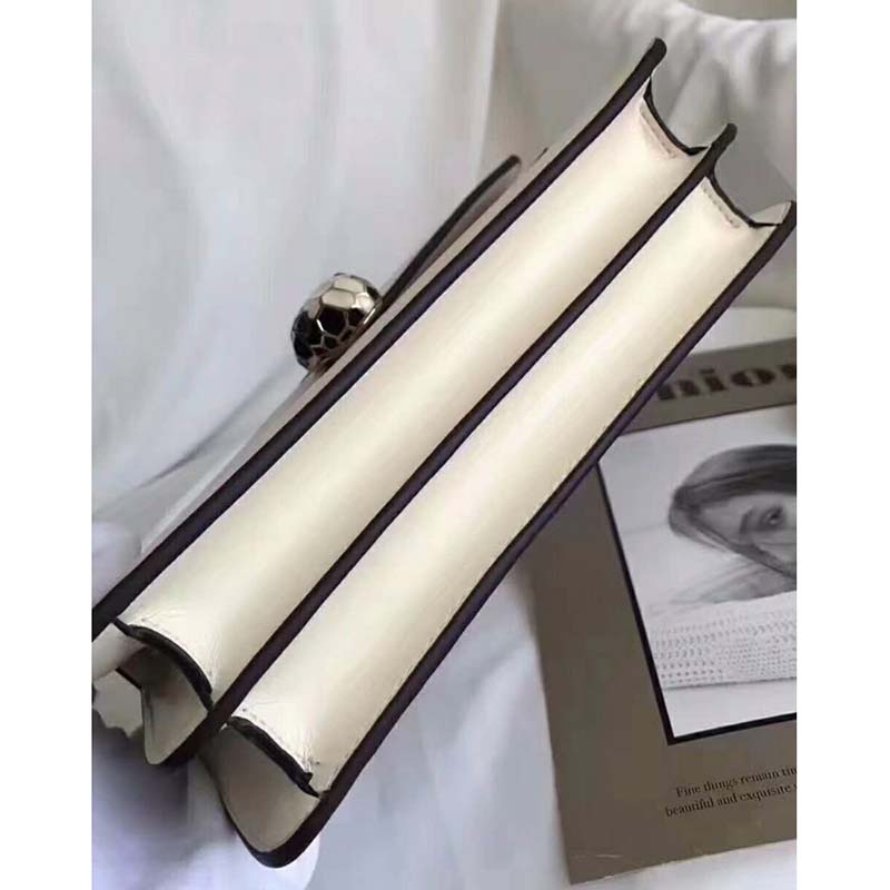 Bvlgari Serpenti Forever Medium Flap Cover Chain Bag Calfskin-White - image 4