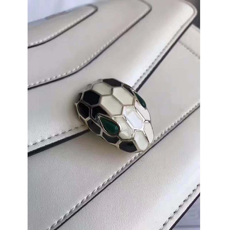 Bvlgari Serpenti Forever Medium Flap Cover Chain Bag Calfskin-White - image 7